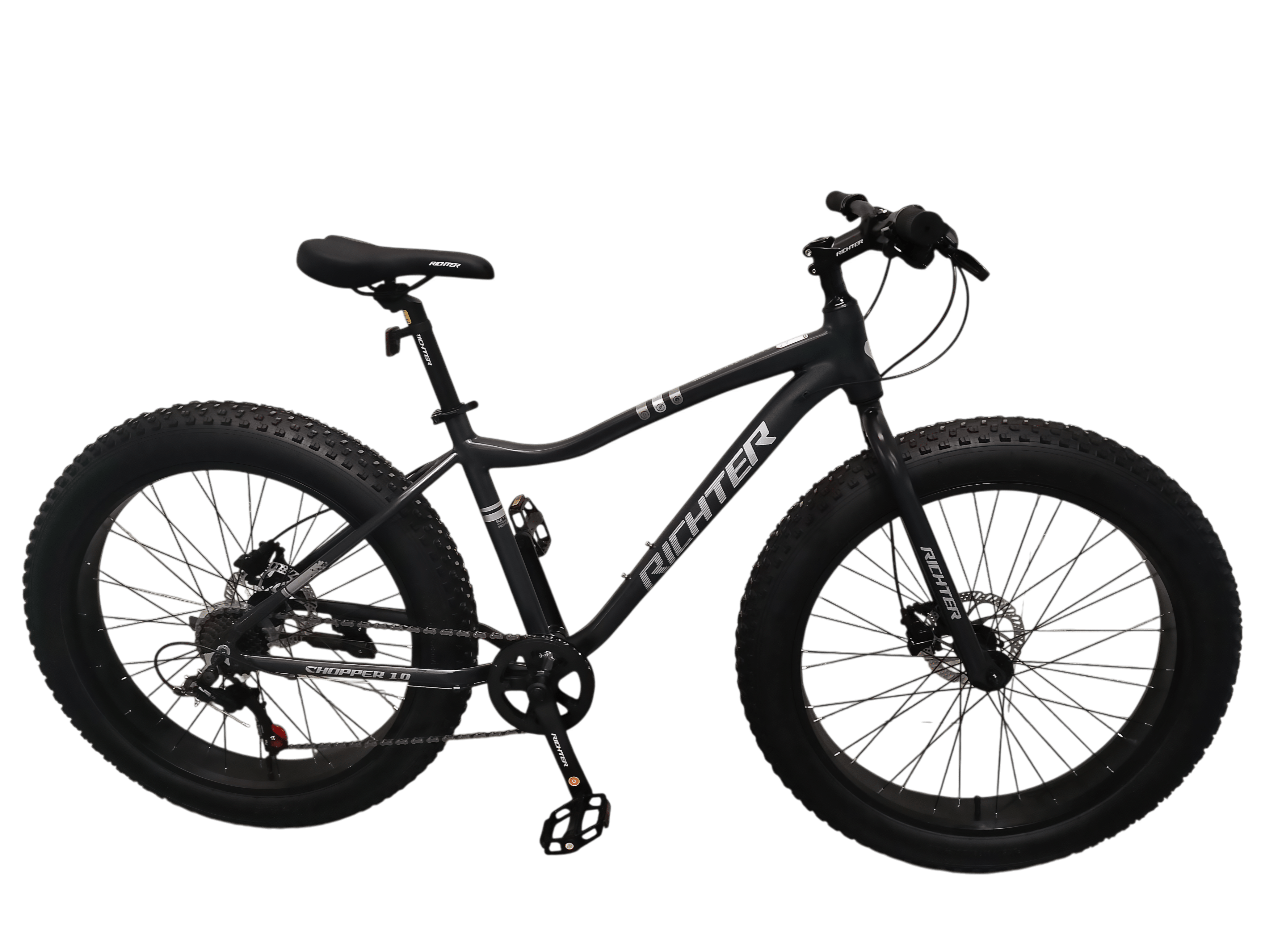 จักรยานเสือภูเขาล้อโต RICHTER CHOPPER 1.0 ขนาดวงล้อ 26 นิ้ว ไซส์ 17 สี ดำด้าน_0